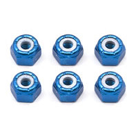 AS6943 Team Associated FT Locknuts, Blue Aluminum 8-32
