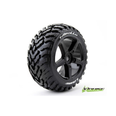LOUISE RC T-APOLLO Truggy Band+velg Soft Zwart 0-Offset HEX 17mm 1 Paa