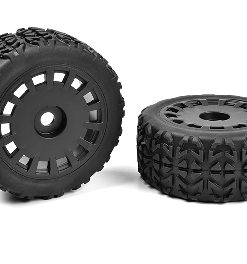Team Corally - Off-Road 1/8 Truggy Tires - Tracer - Glued on Black Rims - 1 pair