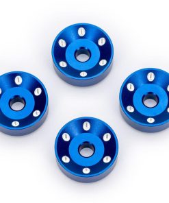 TRX10257-BLUE Wheel washers, machined aluminum, blue (4)