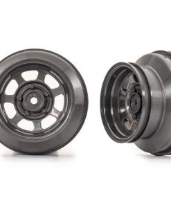 TRX10471 Wheels, dirt oval, graphite gray, dual profile (2.2  outer, 3.0  inner) (2) (2WD front only)