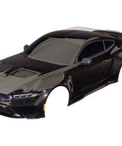 TRX10511-BLK Body, Ford Mustang, complete (black) (painted, decals applied) (includes side mirrors, spoiler, grilles, vents, & clipless mounting)