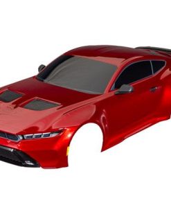 TRX10511-RED Body, Ford Mustang, complete (red) (painted, decals applied) (includes side mirrors, spoiler, grilles, vents, & clipless mounting)
