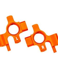TRX10537-ORNG Steering blocks, 6061-T6 aluminum (orange-anodized), left & right/ 3x12mm BCS (with threadlock) (4)
