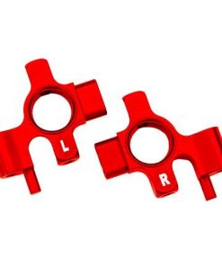 TRX10537-RED Steering blocks, 6061-T6 aluminum (red-anodized), left & right/ 3x12mm BCS (with threadlock) (4)