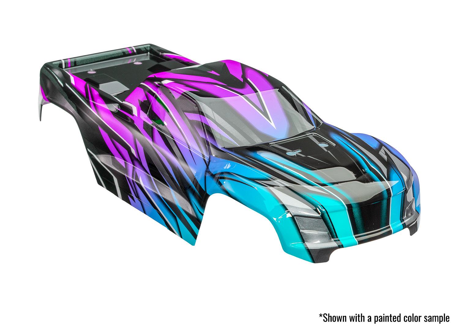 TRX10711X Body, Mini Maxx, ProGraphix (graphics are printed, requires paint & final color application)/ decals (includes front & rear body latches, hardware) (for clipless mounting)