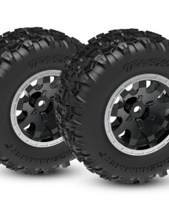TRX10771-STBLK Tires & wheels, assembled (black with satin beadlock wheels, dual profile (2.1" outer, 2.6" inner), Sledgehammer tires, foam inserts)) (front) (2)