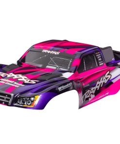 TRX5851-PINK Body, Slash 2WD (also fits Slash VXL & Slash 4X4), pink & purple (painted, decals applied) (assembled with front & rear latches for clipless mounting)