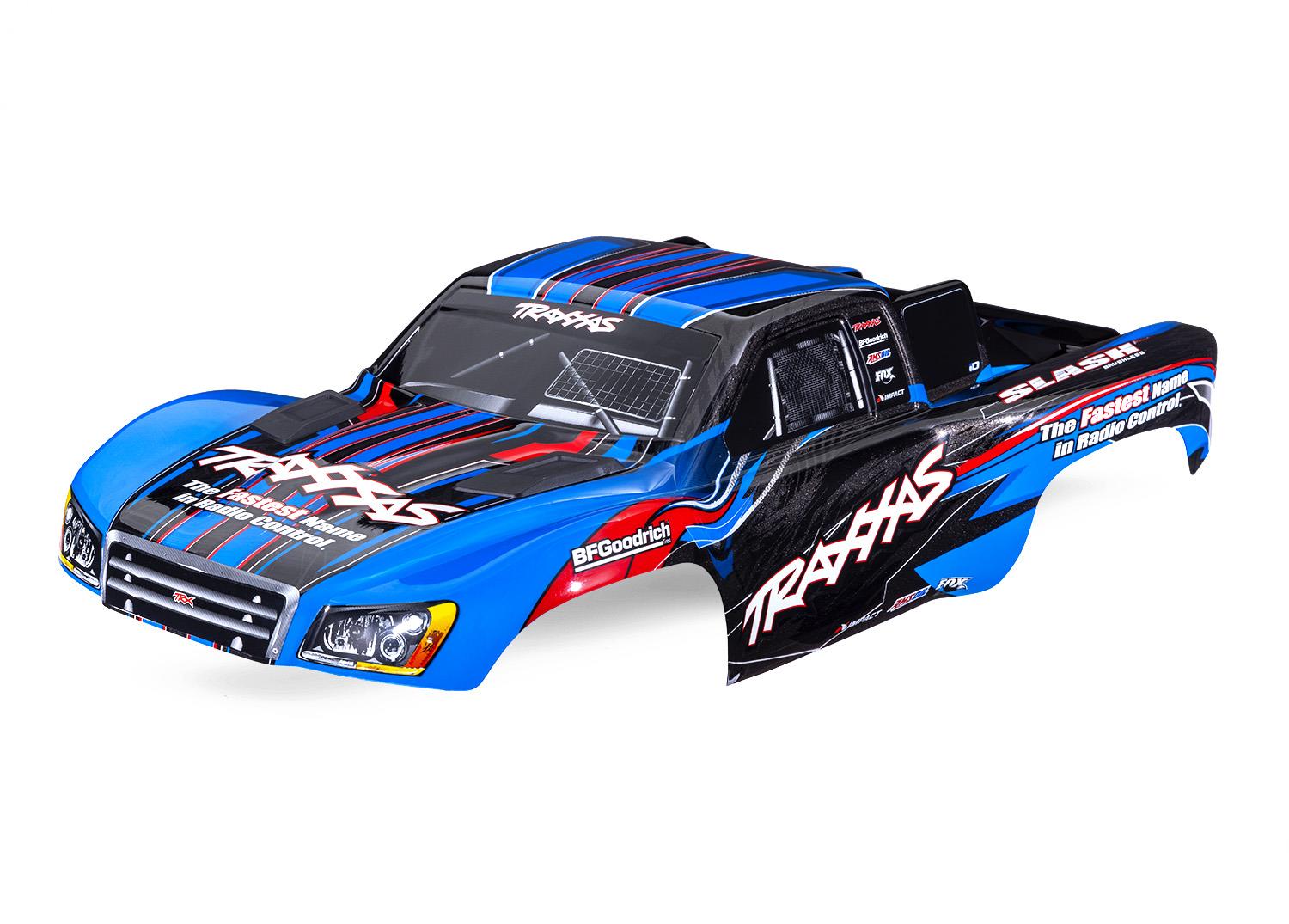 TRX5924-BLUE Body, Slash 2WD (also fits Slash VXL & Slash 4X4), blue (painted, decals applied) (assembled with front & rear latches for clipless mounting)
