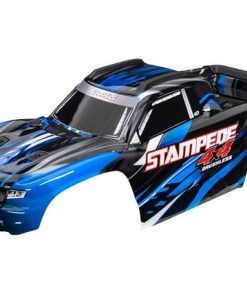 TRX6762-BLUE Body, Stampede 4X4 Brushless, blue (painted, decals applied) (assembled with front & rear body mounts and rear body support for clipless mounting)