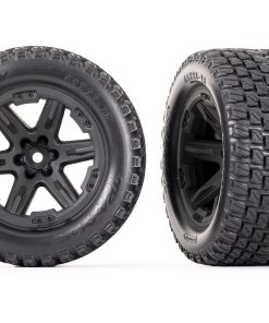 TRX6764 Tires & wheels, assembled, glued (2.8') (RXT black wheels, Gravix tires, foam inserts) (4WD electric front/rear, 2WD electric front only) (2) (TSM rated)