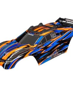 TRX6785-ORNG Body, Rustler 4X4 VXL, orange (painted, decals applied) (assembled with front & rear body mounts and rear body support for clipless mounting)
