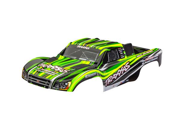 TRX6910-GRN Body, Slash 4X4 (also fits Slash VXL & Slash 2WD), green (painted, decals applied) (assembled with front & rear latches for clipless mounting)