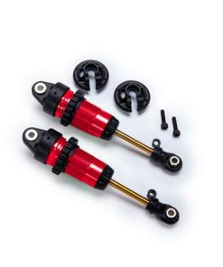 TRX7461-RED Shocks, GTR long red-anodized, PTFE-coated bodies with TiN shafts (fully assembled, without springs) (2)