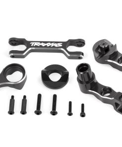 TRX7746-GRAY Steering bellcranks (left & right)/ draglink (6061-T6 aluminum, gray-anodized) (fits X-Maxx)