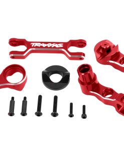 TRX7746-RED Steering bellcranks (left & right)/ draglink (6061-T6 aluminum, red-anodized) (fits X-Maxx)