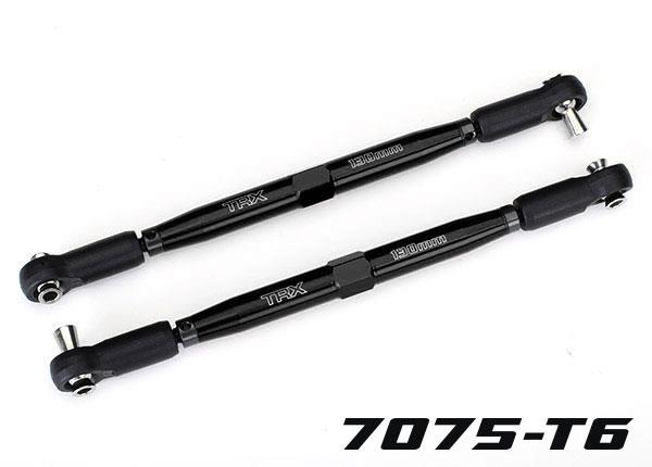 TRX7748-BLK Toe links, X-Maxx (TUBES black-anodized, 7075-T6 aluminum, stronger than titanium) (157mm) (2)/ rod ends, assembled with steel hollow balls (4)/ aluminum wrench, 10mm (1)