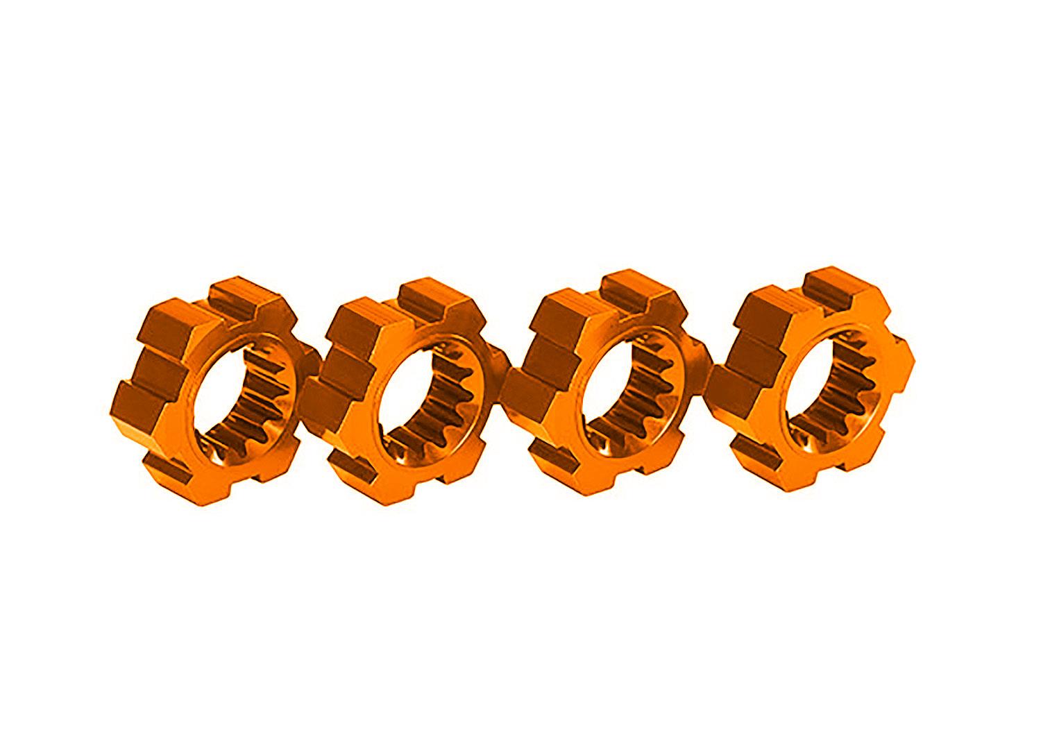 TRX7756-ORNG Wheel hubs, hex, aluminum (orange-anodized) (4)