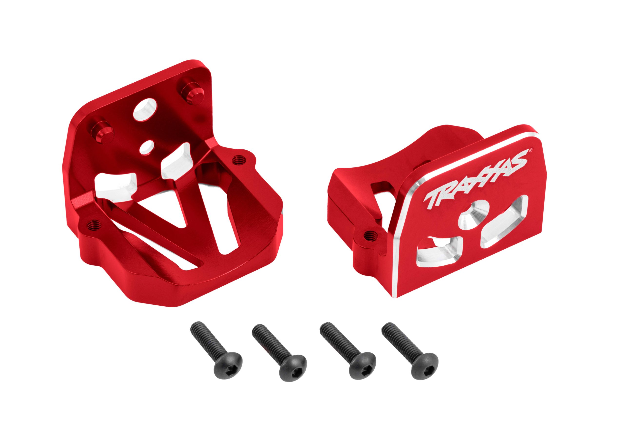 TRX7760-RED Motor mounts, 6061-T6 aluminum (red-anodized) (front & rear)