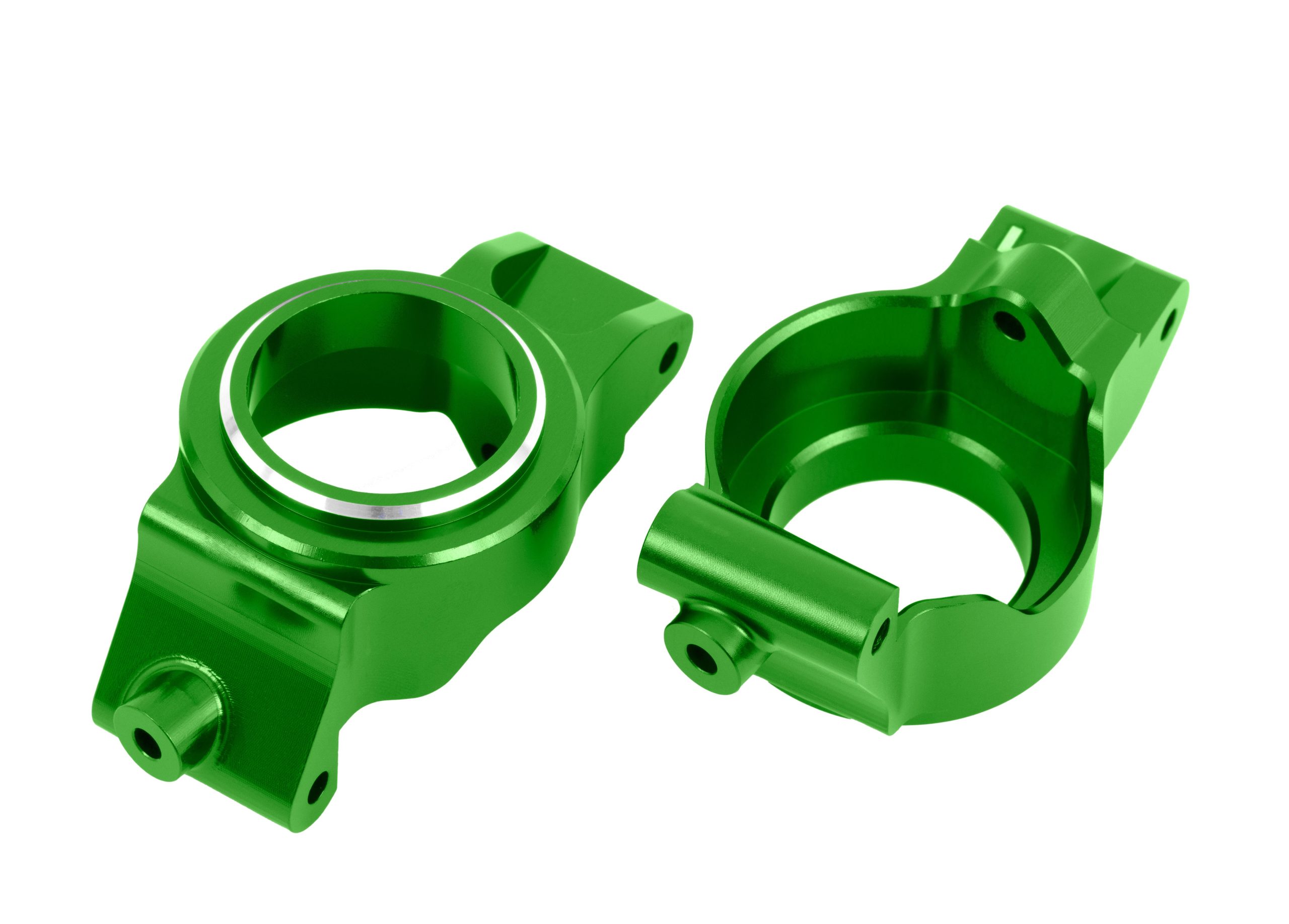 TRX7832-GRN Caster blocks (c-hubs), 6061-T6 aluminum (green-anodized), left & right