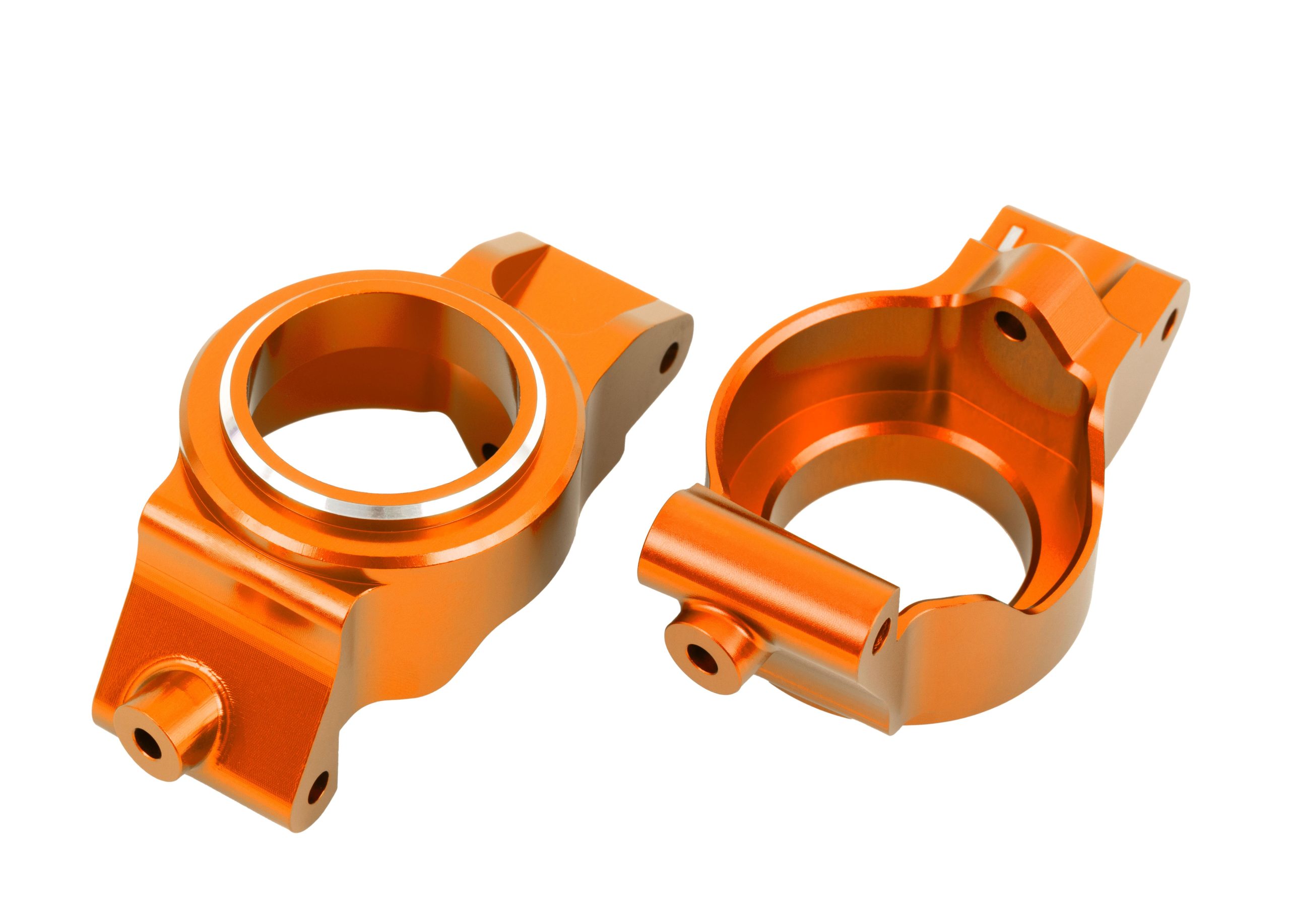 TRX7832-ORNG Caster blocks (c-hubs), 6061-T6 aluminum (orange-anodized), left & right