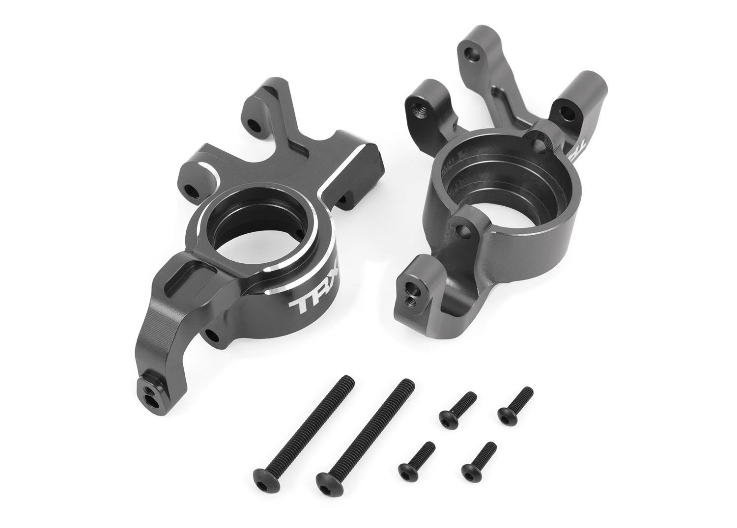 TRX7836-GRAY Steering blocks, 6061-T6 aluminum (gray-anodized), left & right
