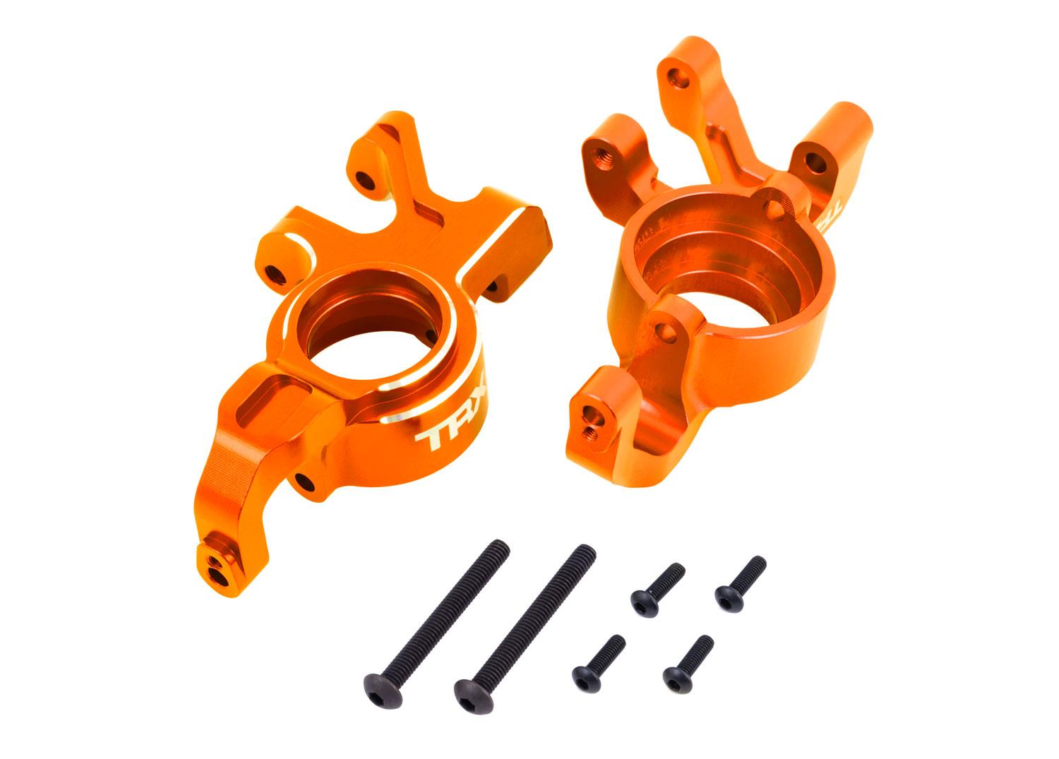 TRX7836-ORNG Steering blocks, 6061-T6 aluminum (orange-anodized), left & right