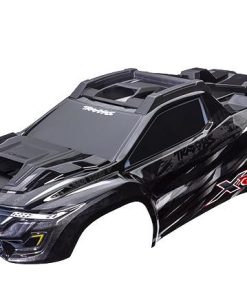 TRX7840 Body, XRT, black (painted, decals applied) (assembled with front & rear body supports for clipless mounting, roof & hood skid pads)