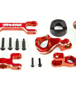 TRX7843-RED Steering bellcranks (left & right)/ draglink (6061-T6 aluminum, red-anodized) (fits XRT)