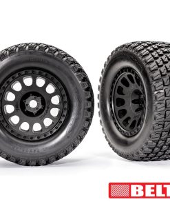 TRX7862 Tires & wheels, assembled, glued (XRT Race black wheels, Gravix belted tires, dual profile (4.3' outer, 5.7' inner), foam inserts) (left & right)