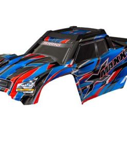 TRX7867-BLUE Body, X-Maxx, blue (painted, decals applied) (assembled with front & rear body mounts, rear body support, and tailgate protector)