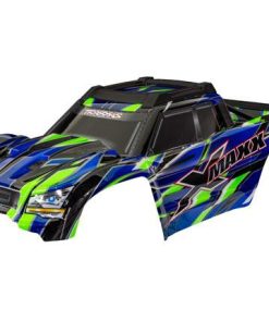 TRX7867-GRN Body, X-Maxx, green (painted, decals applied) (assembled with front & rear body mounts, rear body support, and tailgate protector)
