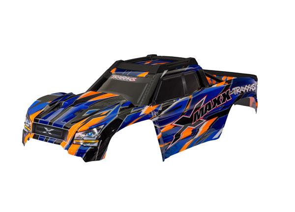 TRX7867-ORNG Body, X-Maxx, orange (painted, decals applied) (assembled with front & rear body mounts, rear body support, and tailgate protector)
