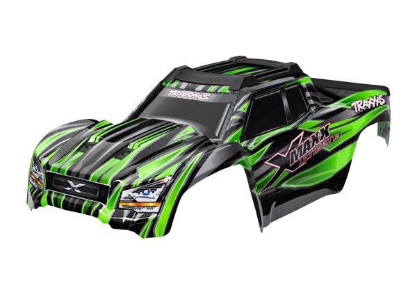 TRX7868-GRN Body, X-Maxx Ultimate, green (painted, decals applied) (assembled with front & rear body mounts, rear body support, and tailgate protector)