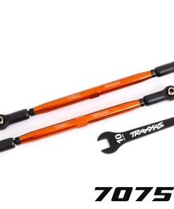 TRX7897-ORNG Toe links, front (TUBES orange-anodized, 7075-T6 aluminum, stronger than titanium) (2) (for use with #7895 X-Maxx WideMaxx suspension kit)