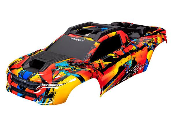 TRX7898 Body, XRT, Solar Flare (painted, decals applied) (assembled with front & rear body supports for clipless mounting, roof & hood skid pads)