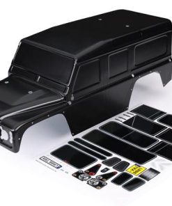 TRX8011-BLK Body, Land Rover Defender, black (painted)/ decals