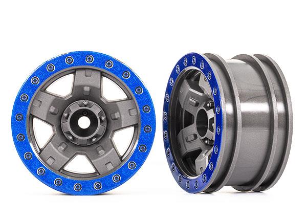 TRX8180-BLUE Wheels, TRX-4 Sport 2.2 (gray, blue beadlock style) (2)