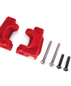 TRX9135-RED Caster blocks (c-hubs), extreme heavy duty, red (left & right)/ 3x26mm hinge pins (2)/ 3x15mm BCS (2) (for use with #9182 upgrade kit)