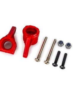 TRX9137-RED Steering blocks, extreme heavy duty, red (left & right)/ 3x26mm hinge pins (2)/ 3x15mm BCS (2) (for use with #9180, 9181, 9182 upgrade kit)