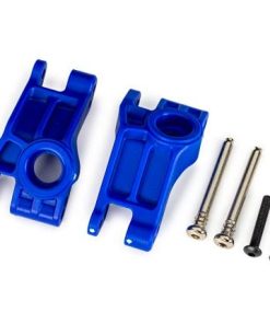 TRX9150-BLUE Carriers, stub axle, rear, extreme heavy duty, blue (left & right)/ 3x31mm hinge pins (2)/ 3x18mm BCS (2) (for use with #9180, 9181, 9182 upgrade kit)