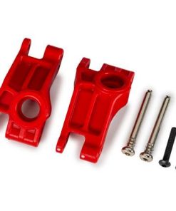 TRX9150-RED Carriers, stub axle, rear, extreme heavy duty, red (left & right)/ 3x31mm hinge pins (2)/ 3x18mm BCS (2) (for use with #9180, 9181, 9182 upgrade kit)