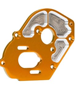 TRX9490-ORNG Plate, motor, machined 6061-T6 aluminum (orange-anodized) (4mm thick)/ 3x10mm CS with split and flat washer (2)