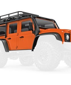 TRX9712-ORNG Body, Land Rover Defender, complete, orange (includes grille, side mirrors, door handles, fender flares, fuel canisters, jack, spare tire mount, & clipless mounting) (requires #9734 front & rear bumpers)