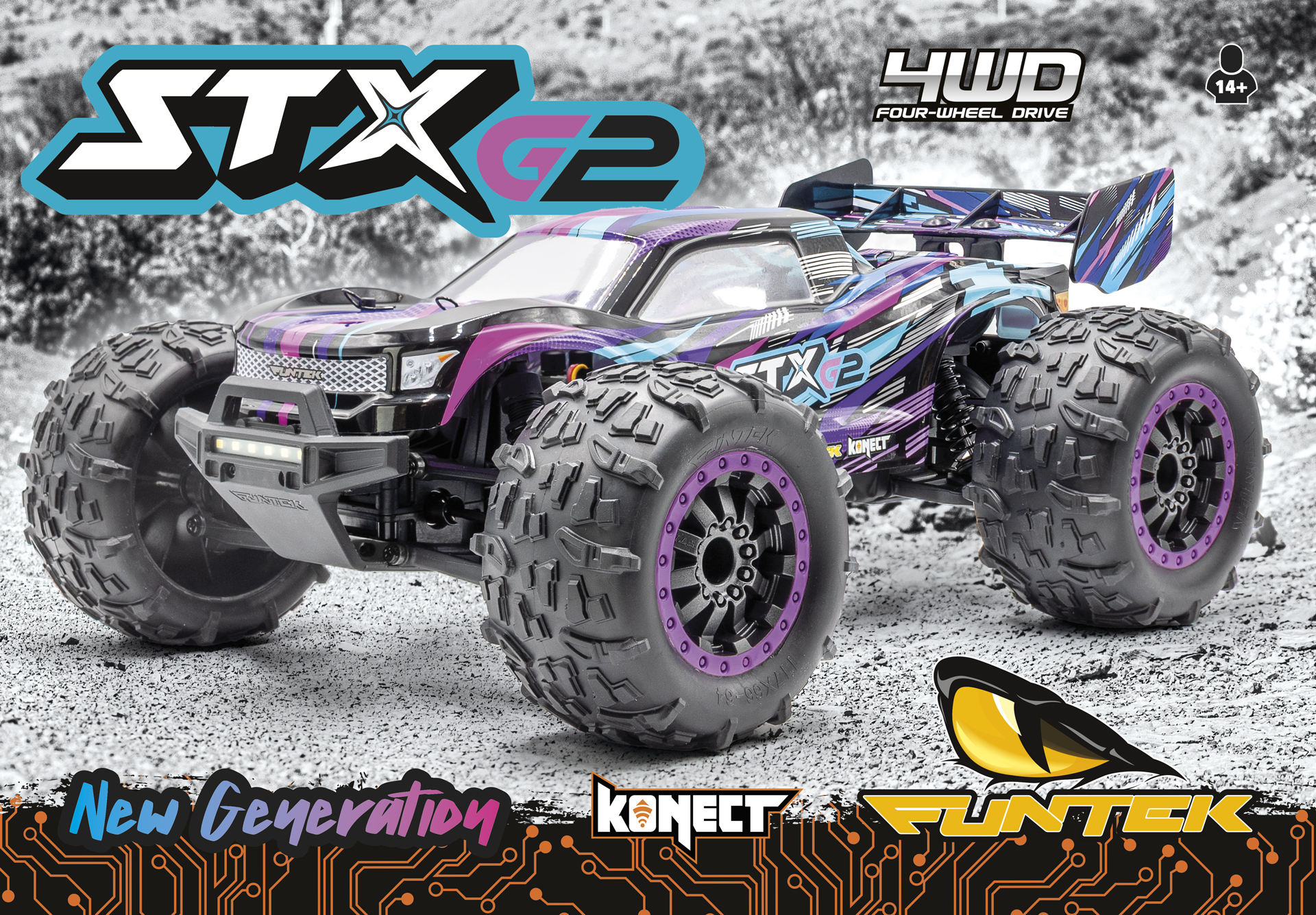 Funtek SBX 4wd Monster Truck 1:12XL Paars