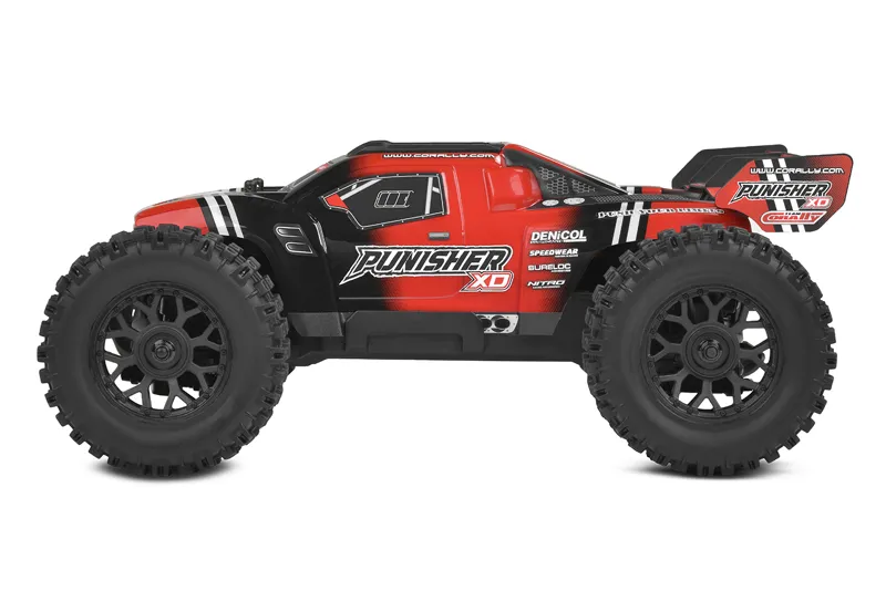 Team Corally - PUNISHER XD Brushed 2S Battery and Charger Incl Red - Afbeelding 11