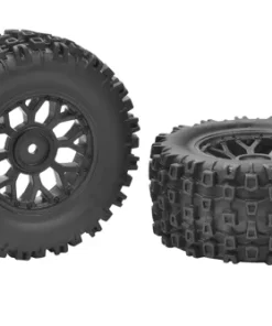 Team Corally - Tire set Glued on Black Rims - 1 pair
