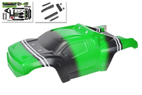 Team Corally – Polycarbonate Body – Punisher XD – Painted – Cut – Decals – Green Color – 1 Pc