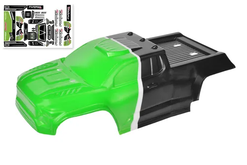 Team Corally - Polycarbonate Body - Furago XD - Painted - Cut - Decals - Green Color - 1 Pc