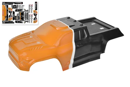 Team Corally - Polycarbonate Body - Furago XD - Painted - Cut - Decals - Orange Color - 1 Pc
